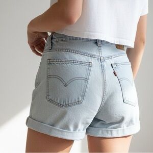 LEVI’S VINTAGE 90s Relaxed 951 Orange Tab High Rise Light Sun Faded Denim Jorts